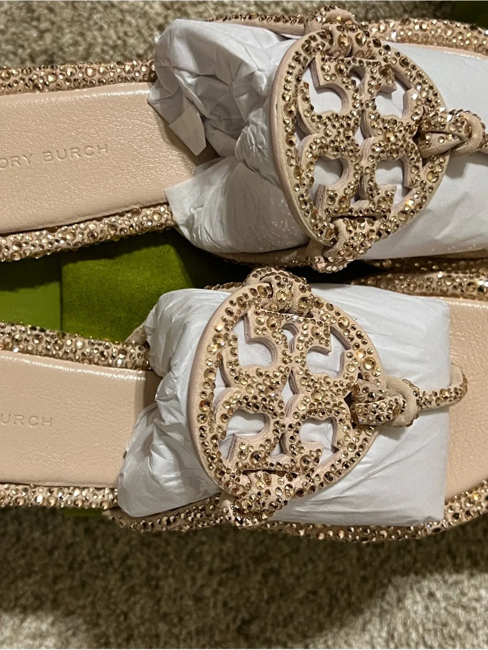 Tory Burch Miller Knotted Crystal Rose Pink Sandal Size 8.5
